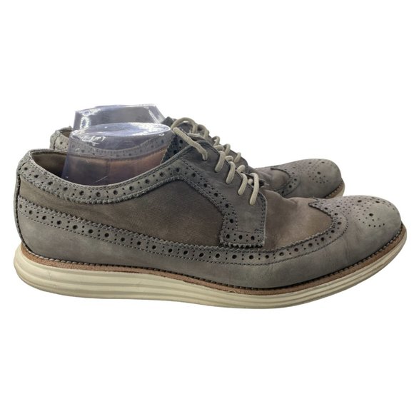 Cole Haan Men's Lunargrand Gray/Beige Nubuck Wingtip Oxfords Sz 12M (C13974-161) - Picture 1 of 7